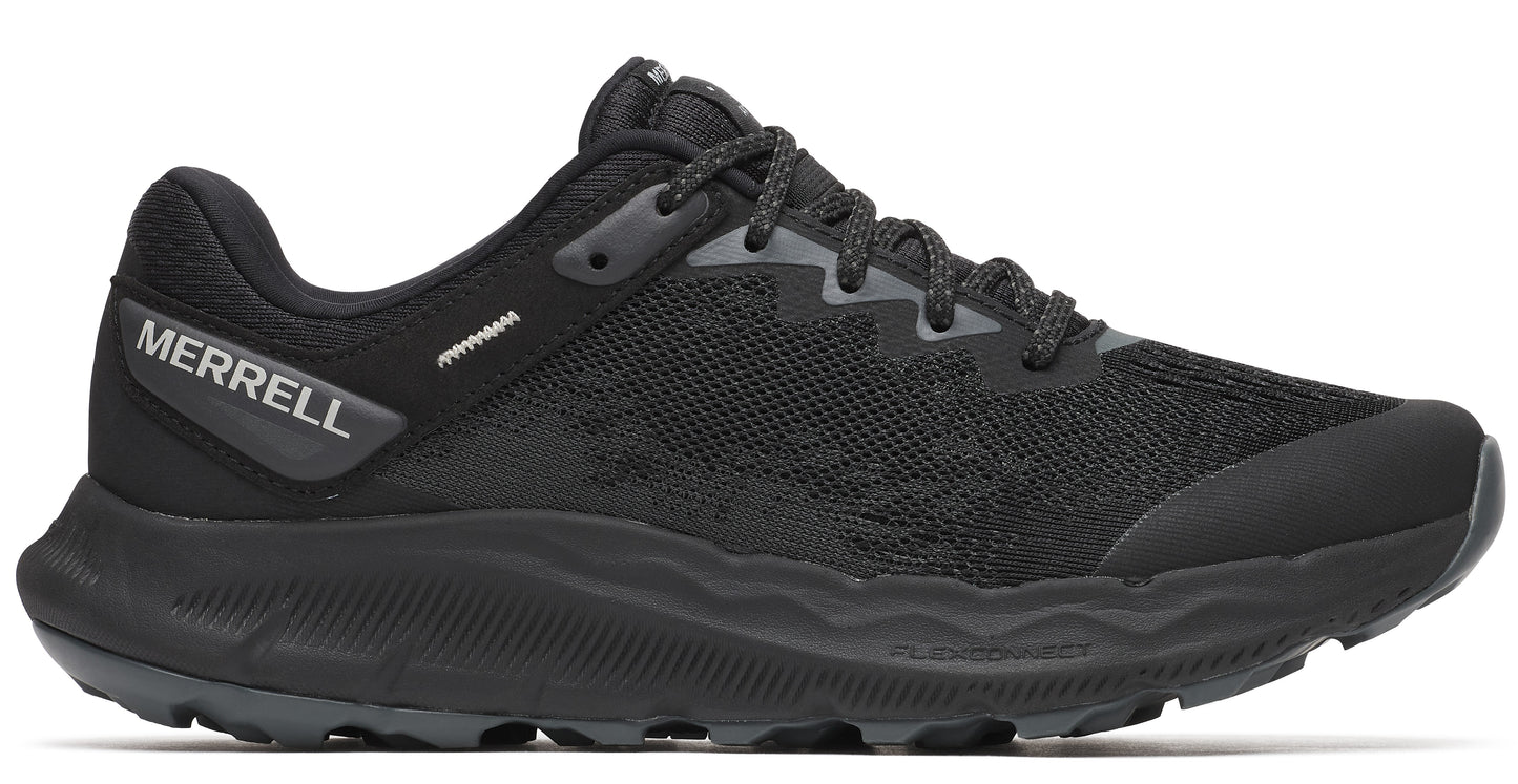 Black running shoe with visible "MERRELL" text.