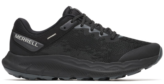Black running shoe with visible "MERRELL" text.