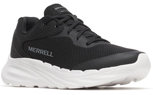 Black low-top sneaker with white midsole and 'MERRELL' text on the side.