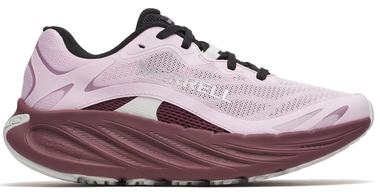 A light purple running shoe with dark laces and a burgundy midsole.