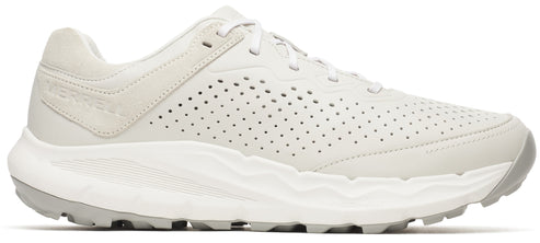 A low-rise, light-gray sneaker with small perforation details.