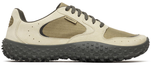 a low profile shoe with nubbed sole and a brand label on the side