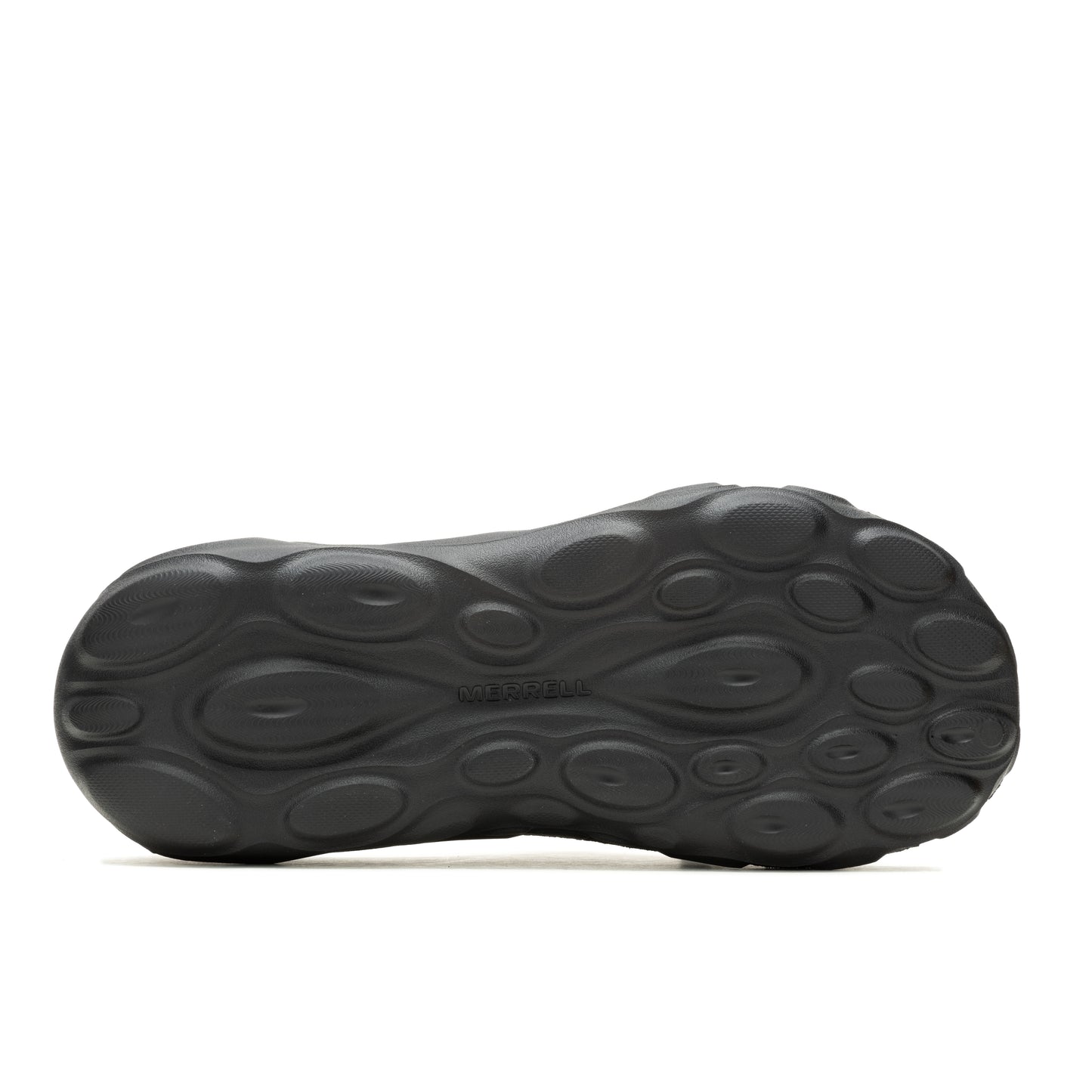 Black shoe sole with oval indentations.