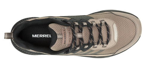 Running shoe with black laces.