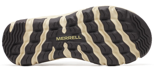 The sole of a shoe with the word MERRELL in the center.