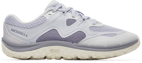 A light grey athletic shoe with a Vibram sole.