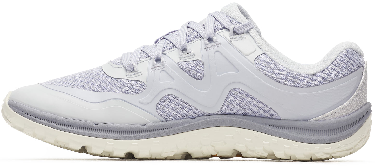 A light grey running shoe.