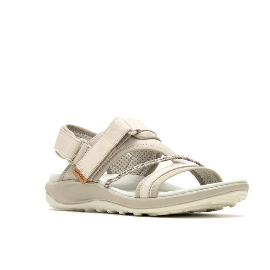 Beige sandal with adjustable straps.