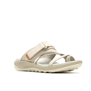 Beige sandal with toe ring and velcro strap