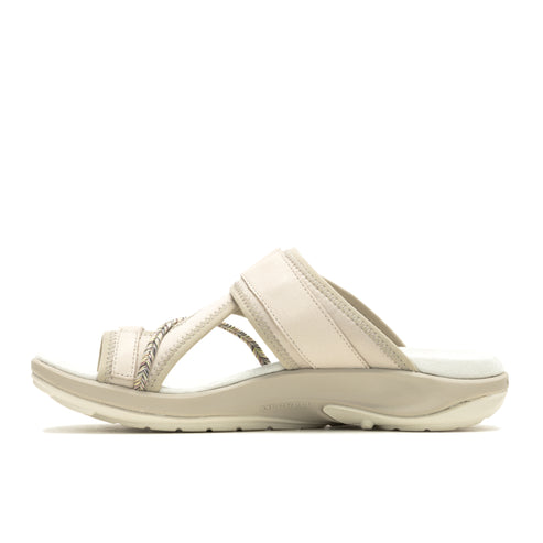 Off-white slide sandal with braided detail.