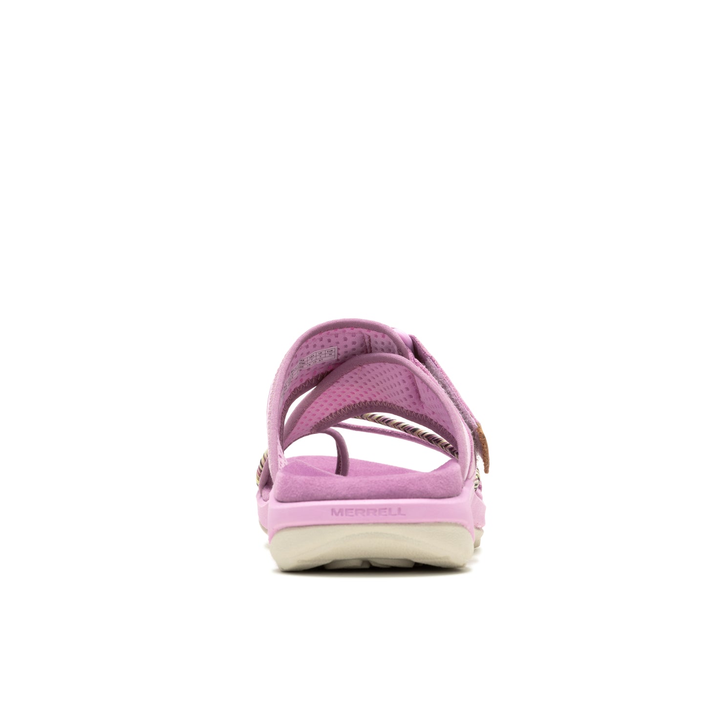Lavender sandal with a beige sole.