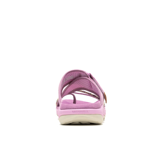 Lavender sandal with a beige sole.