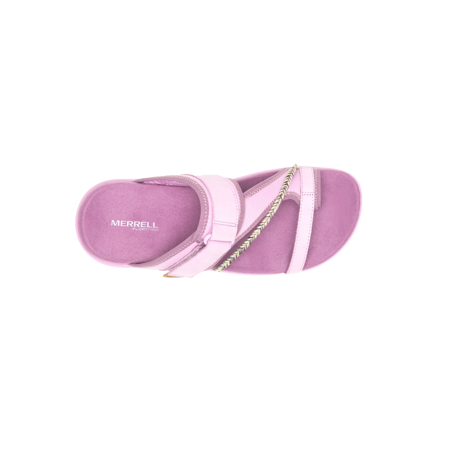 Lavender slide sandal with two straps.