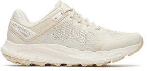 A running shoe in light cream color, featuring the MERRELL logo on the side.