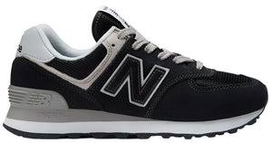 Black athletic shoe with a large N symbol on the side.