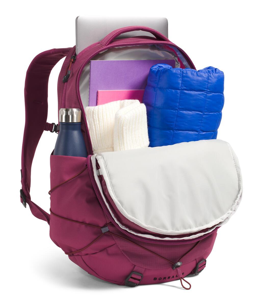 atomic pink plum north face backpack The - Jester - Women's A rain jacket or hoody can be stuffed under the exterior bungee for quick stowing on the go. The North Face Borealis Backpack