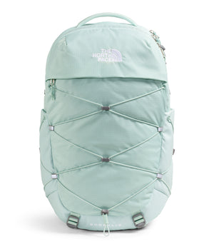 Light blue The North Face Borealis backpack with bungee cord and logo
