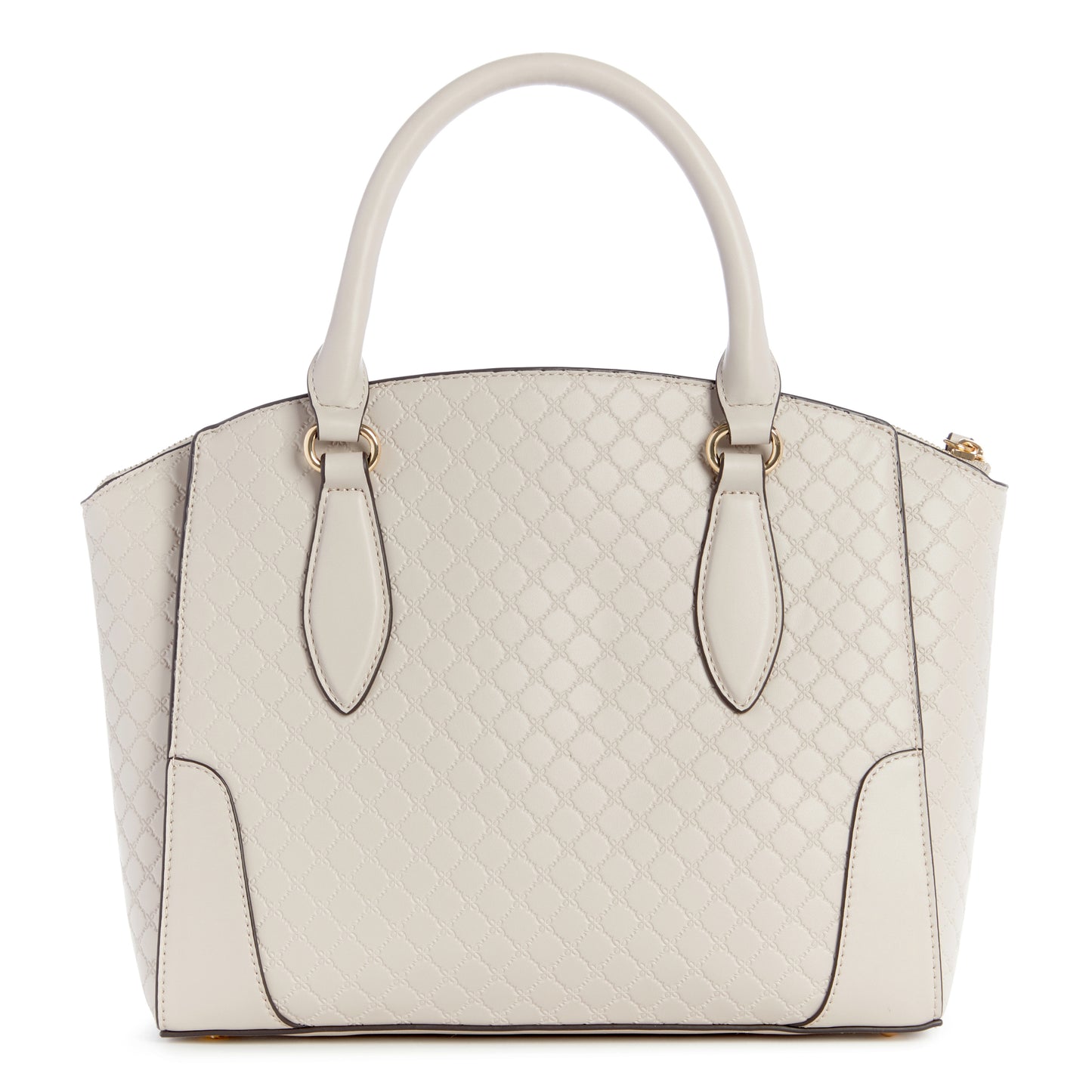 Off-white dome satchel with textured surface and double top handles.