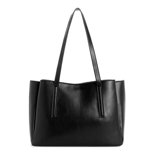 Black tote bag with two shoulder straps.