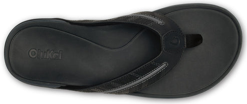 Black flip-flop featuring a textured strap and insole.