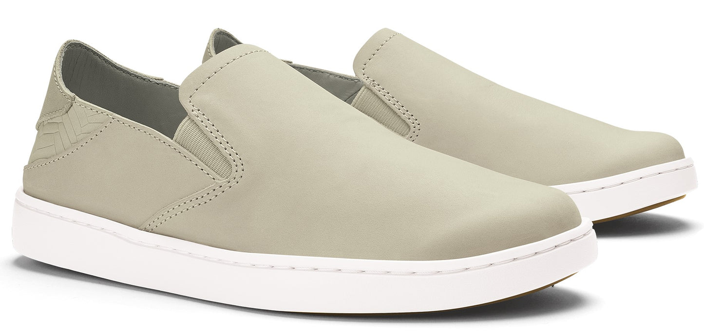 Two slip-on shoes with a white sole.