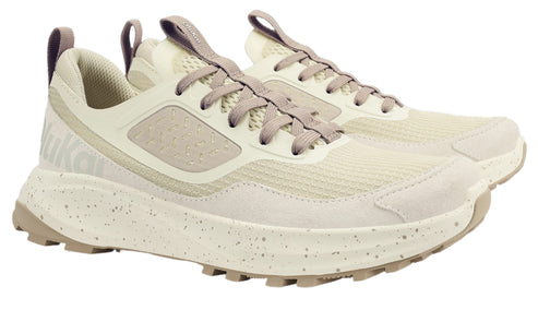 Two running shoes with a mesh upper, speckled midsole, and lug outsole.