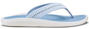 A light blue flip-flop with a white sole.