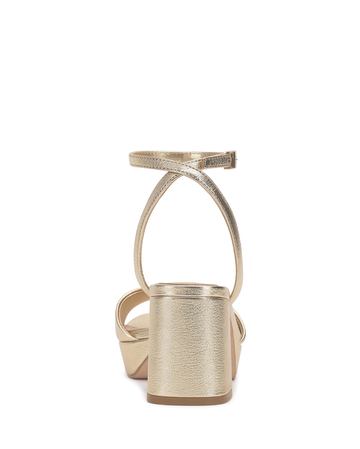 Gold platform heel with ankle strap