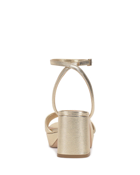 Gold platform heel with ankle strap