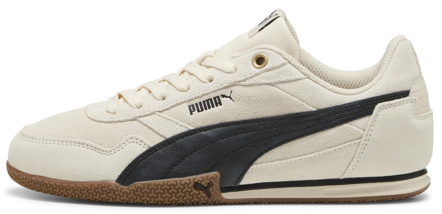 Puma shoe, off-white leather with black formstripes.
