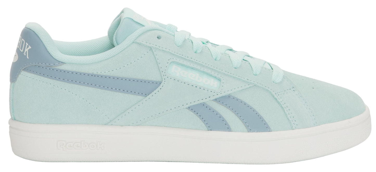 A light-blue Reebok shoe with light-gray details.