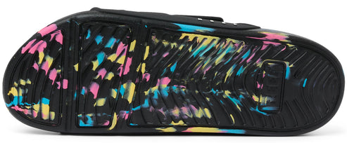 Shoe sole with colorful splashes.