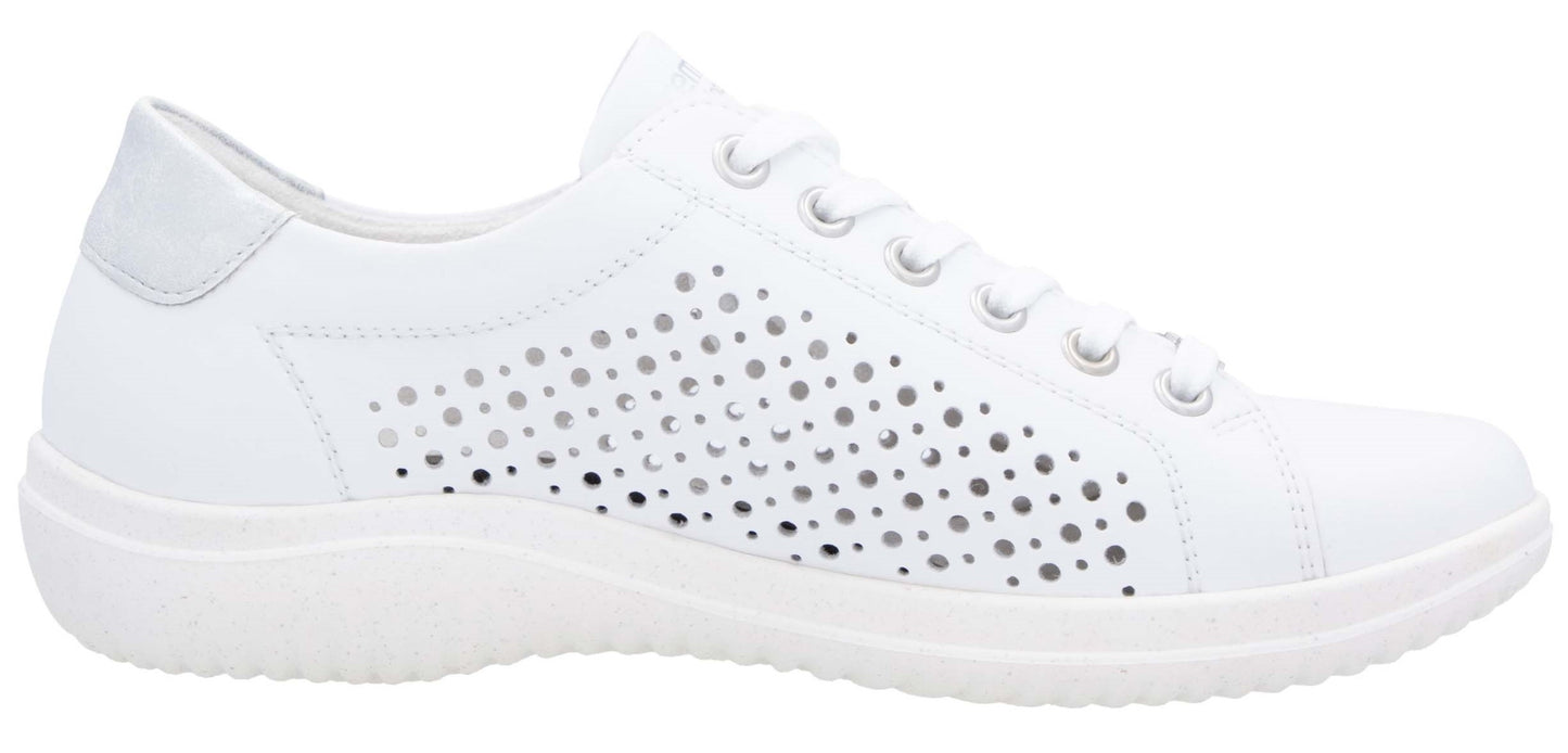 White perforated leather sneaker.