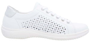 White perforated leather sneaker.