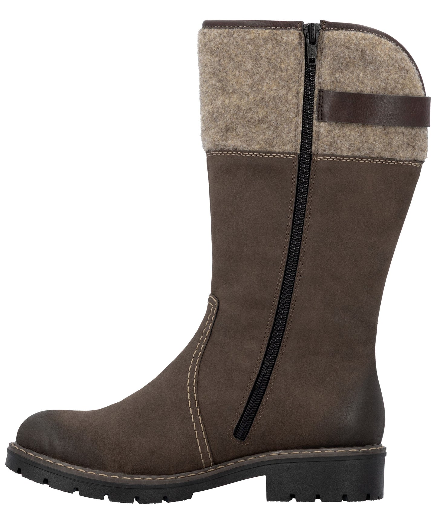 Brown Tall Side Zip Boot