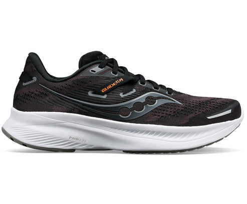 Black running shoe with white sole and silver logo, "GUIDE 15" text on the side.