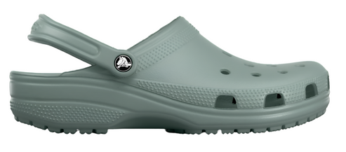 A gray Crocs shoe.