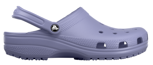 Lavender Croc shoe with pivoting heel strap and ventilation ports.