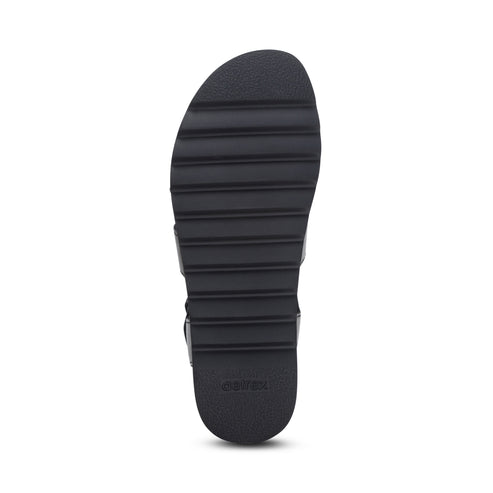 Black sandal sole with horizontal ridges