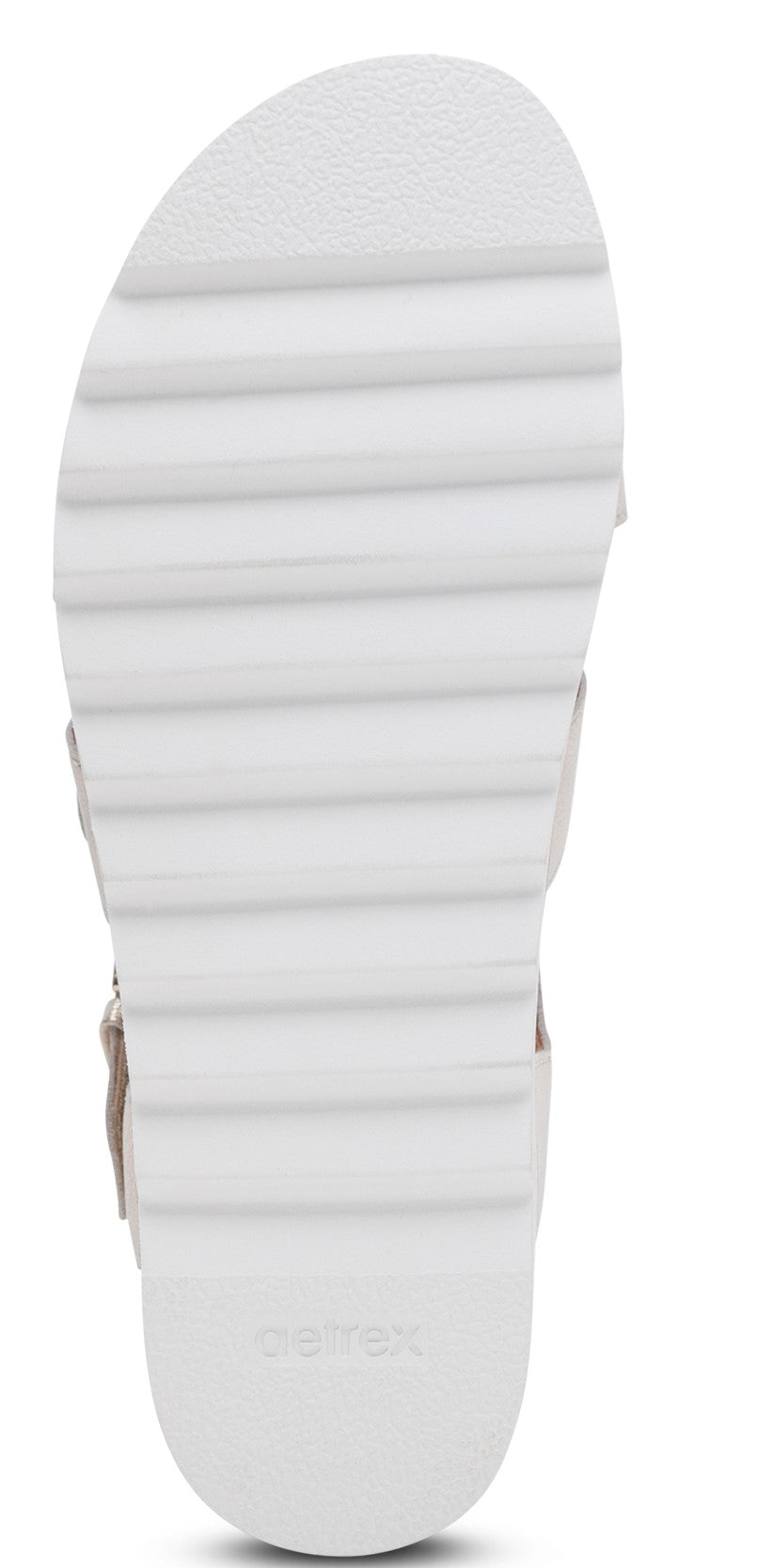 A sandal with a thick, white sole.