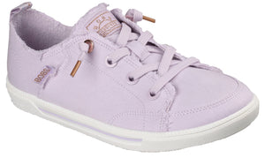 Lilac colored low-top sneaker with white sole and BOBS label.