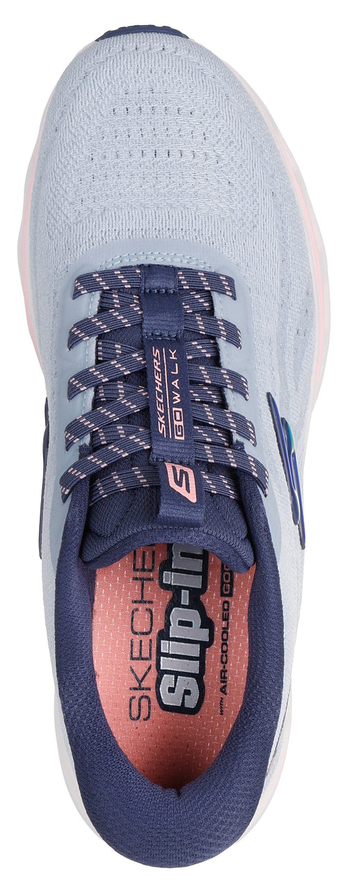 Light blue and pink sneaker with slip-ins.