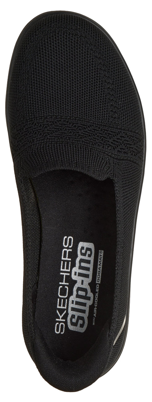 A slip-on shoe with a "Skechers Slip-ins" logo inside.