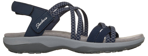 Navy sandal with multiple straps.