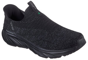 Slip-on shoe in black knit with "EDGERIDE" visible on the sole.