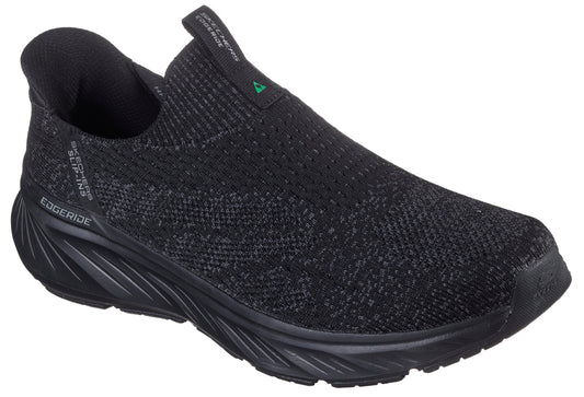 Slip-on shoe in black knit with "EDGERIDE" visible on the sole.