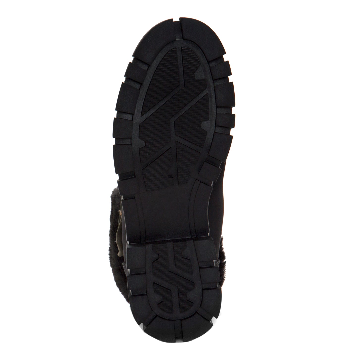 Black lug sole combat boot.
