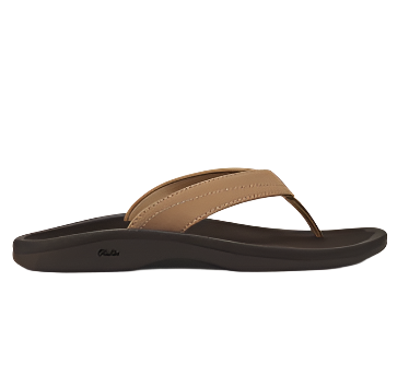 Tan flip-flop with brown sole