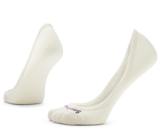 Two ivory no-show socks.