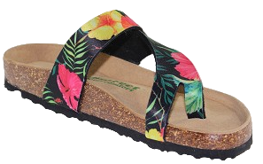 Floral pattern cork platform sandal.